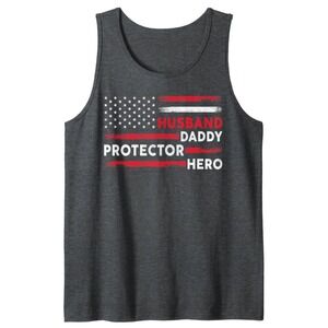 Husband Daddy Protector Hero‎ Thin Tank Top Patriotic Gift-Size Men's Small-NWT